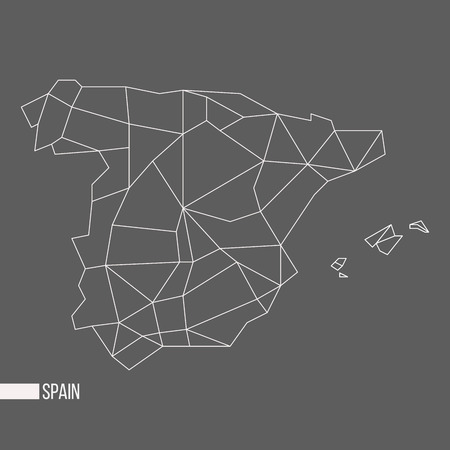 Abstract polygonal geometric Spain, Balearic islands, Ibiza, Mallorca, Menorca, Formentera minimalistic map isolated on grey backgroundのイラスト素材