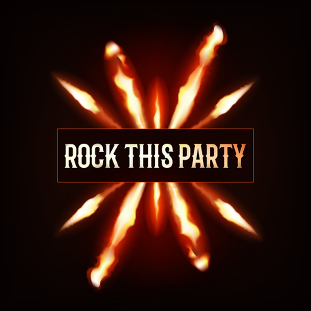 Flaming rock this party flyer dark backgroundのイラスト素材