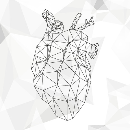 Geometric heart isolated on white background vintage design elementのイラスト素材