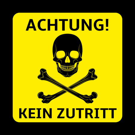 Achting kein zuritt danger keep out yellow signのイラスト素材