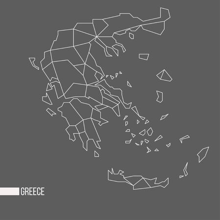 Abstract polygonal geometric Greece minimalistic vector map isolated on grey backgroundの写真素材