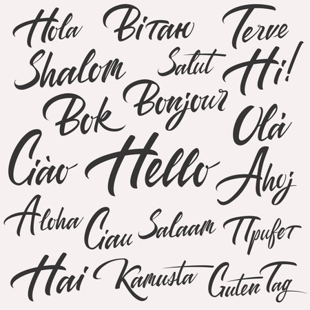 Hi hello greeting lettering card setのイラスト素材