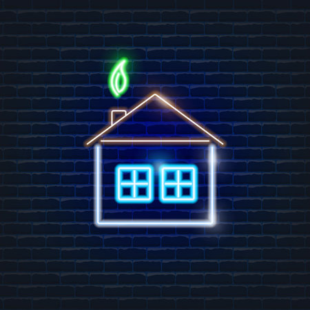 Smart home neon icon. Ecology Vector trendy colored symbols. Eco friendly concept. Glowing illustration sign for designのイラスト素材