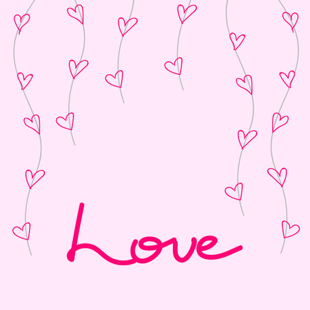 Valentine's day greeting card template. Happy Valentine's day, Love you text. Holiday concept. Vector illustration for design with copy space. Background with heartsのイラスト素材