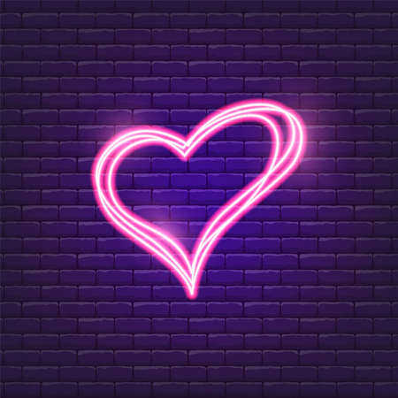 Heart neon icon. Valentine's day concept. Symbol love. Vector illustration for design.のイラスト素材