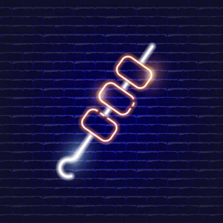 Barbecue neon icon. Glowing Vector illustration icon for mobile, web and menu design. Food concept.のイラスト素材