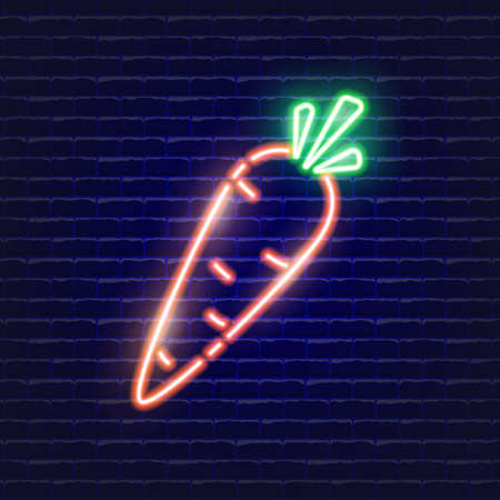 Carrot neon icon. Glowing Vector illustration icon for mobile, web and menu design. Food concept.のイラスト素材