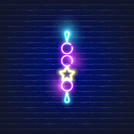 Baby Teether for teeth neon icon. Glowing Vector illustration of child signs for design. Children conceptのイラスト素材