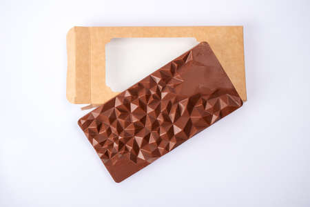 Natural Handmade Chocolate Isolated on White Background. Vegetarian sweets. Sweets concept