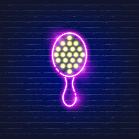 Baby comb neon icon. Glowing Vector illustration of child signs for design. Children hygiene conceptのイラスト素材