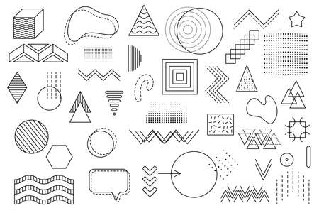 Memphis geometric elements for design. Vector illustration for web, sale, posters, advertising, template, promotionのイラスト素材