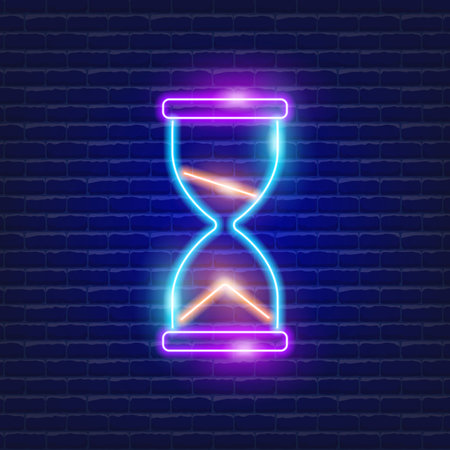 Hourglass neon icon. Time concept. Vector illustration for design website, advertising, promotion, bannerのイラスト素材