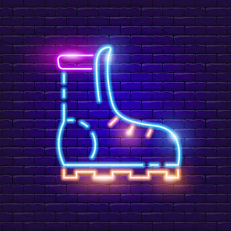 Boot neon icon. Vector illustration for the design of advertising, website, promotion, banner, brochure, flyer. Shoe conceptのイラスト素材