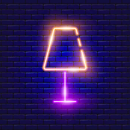 Floor lamp neon sign. Vector illustration for the design of advertising, catalog, banner, signboard. Furniture conceptのイラスト素材