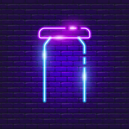 Stool neon sign. Vector illustration for the design of advertising, catalog, banner, signboard. Furniture conceptのイラスト素材