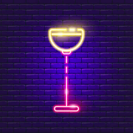 Floor lamp neon sign. Vector illustration for the design of advertising, catalog, banner, signboard. Furniture conceptのイラスト素材