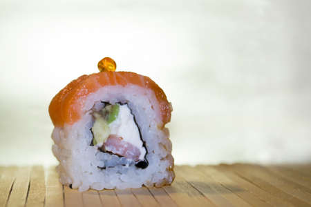 sushi rolls traditional japanese food. concept japanese restaurant