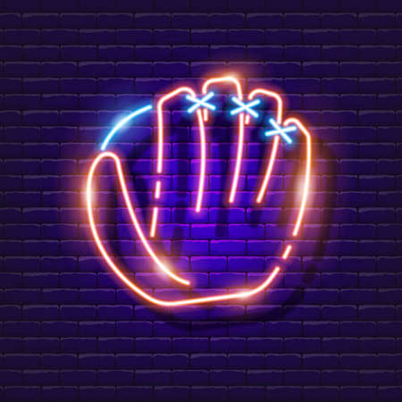 Baseball glove neon icon. Baseball sign. Vector illustration for design. Sports conceptのイラスト素材