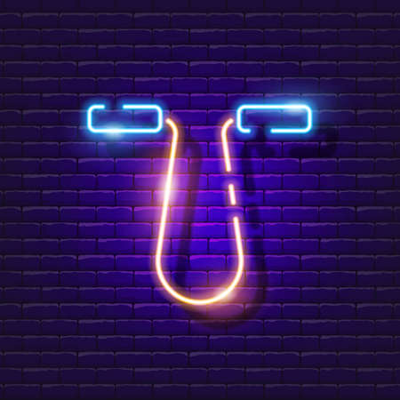 Jump rope neon icon. Fitness glowing sign. Vector illustration for design. Sports conceptのイラスト素材