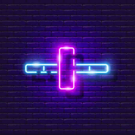 Roller for abdominal press neon icon. Abdominal roller sign. Fitness at home. Vector illustration for design. Sports conceptのイラスト素材