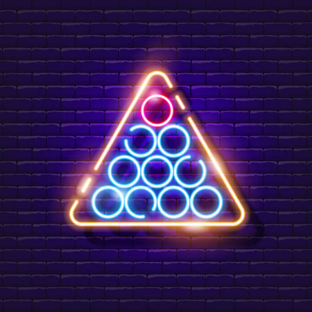 Billiard ball neon icon. Vector illustration for design. Sports concept. Signboard for pool clubのイラスト素材