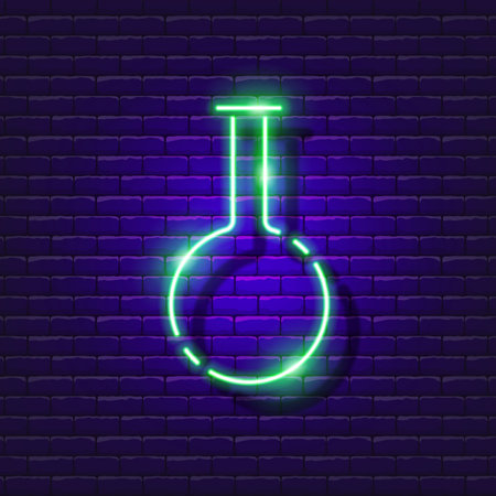 Test tube neon sign. Chemistry lesson glowing icon. Vector illustration for design. Science concept. Medicine, chemistry, science, vaccine, development, experiments laboratoryのイラスト素材