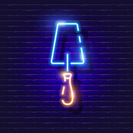 Construction Trowel neon icon. Vector illustration for design. Repair tool glowing sign. Construction tools conceptのイラスト素材