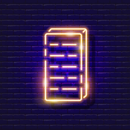Ceramic block neon icon. Vector illustration for design. Repair tool glowing sign. Construction tools conceptのイラスト素材