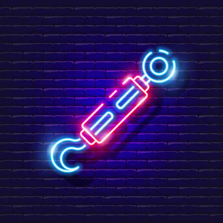 Lanyard hook-ring neon icon. Vector illustration for design. Repair tool glowing sign. Construction tools conceptのイラスト素材