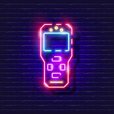 Cable detector neon icon. Vector illustration for design. Repair tool glowing sign. Construction tools conceptのイラスト素材