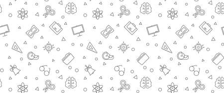 Back to School seamless pattern. Learning concept. Background with school signs. Vector illustration science textureのイラスト素材