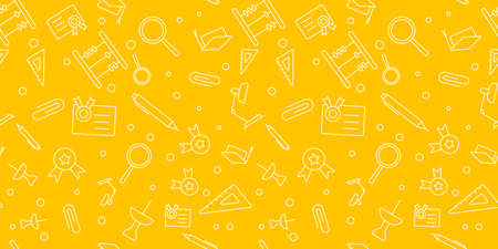 Back to School seamless pattern. Learning concept. Background with school signs. Vector illustration science textureのイラスト素材