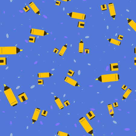 Marker seamless pattern. Back to School concept. Background with felt-tip pen signs. Vector illustration science textureのイラスト素材