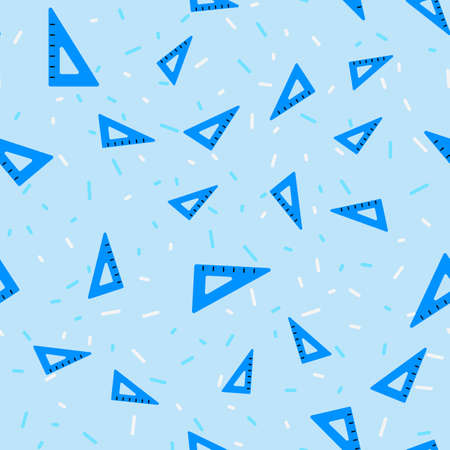 Ruler triangle seamless pattern. Back to School concept. Background with school signs. Vector illustration science textureのイラスト素材
