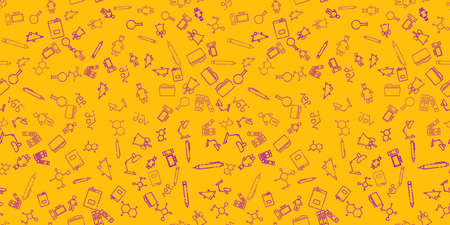 Back to School seamless pattern. Learning concept. Background with school signs. Vector illustration science textureのイラスト素材
