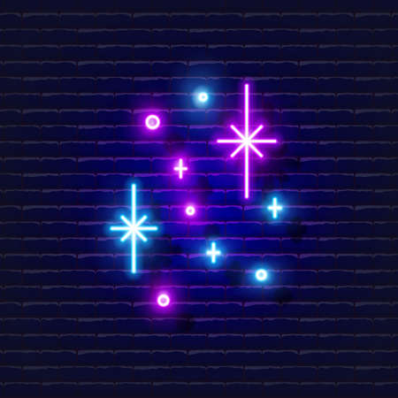 Snowflake neon sign. Glowing Christmas snowflake icon. New Year and Christmas concept. Vector illustration for designのイラスト素材