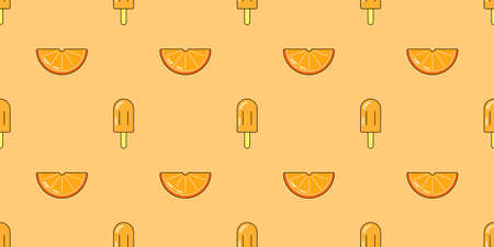 Ice cream and orange seamless pattern. Vector ice cream background for design. Summer dessert...