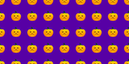 Halloween pumpkin seamless pattern. Festive pumpkin on dark background. Vector illustration for design, invitation, wrapping paper, banner, advertisement, promotion. Halloween conceptのイラスト素材