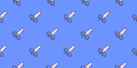 Squid seamless pattern. Vector background for design. Food conceptのイラスト素材