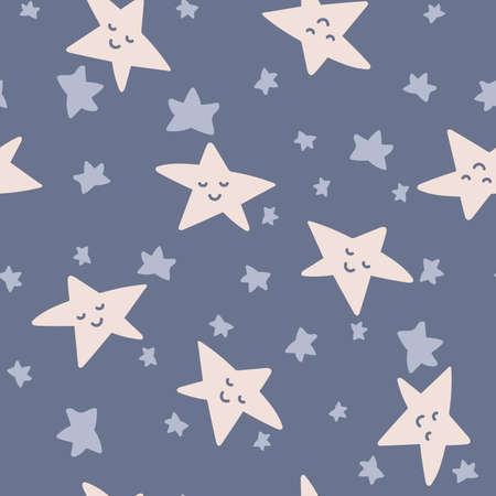 Cute stars seamless pattern. Delicate background in the Scandinavian style. Vector illustration for design, postcards, baby clothes, gift paper, fabricのイラスト素材