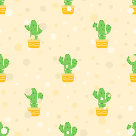 Cute cactus flat style seamless pattern. Vector illustration background for design, Cloth, gift paper, packaging, fabricのイラスト素材