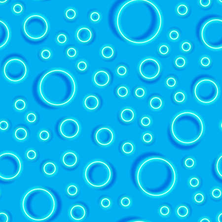 Abstract neon seamless pattern. Blue glowing circles backgroundのイラスト素材