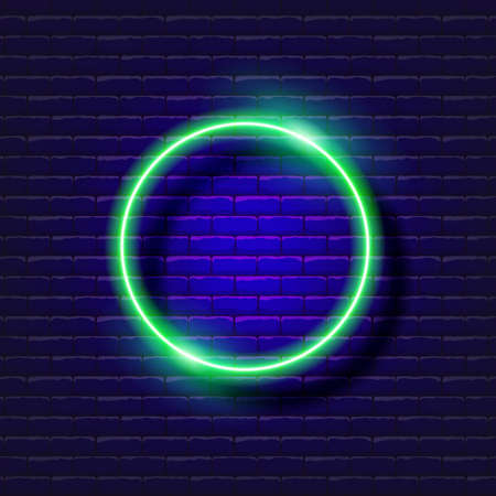 Circle neon sign. Glowing geometric figure for designのイラスト素材