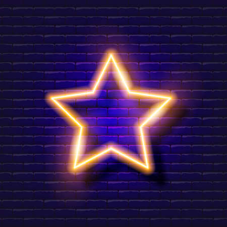 Star Abstract neon sign. Glowing geometric figure for designのイラスト素材
