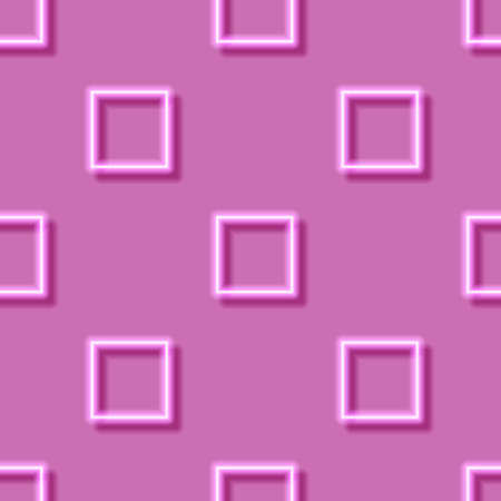 Abstract neon seamless pattern from square. Pink glowing geometric figures backgroundのイラスト素材