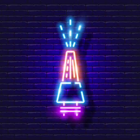 Hose attachment neon icon. Irrigation system, watering system, hose and accessories glowing signs. Vector illustration for design, website, advertising, store, goodsのイラスト素材