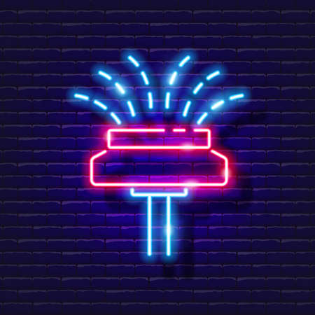 Garden dripper for irrigation neon icon. Irrigation system, watering system, hose and accessories glowing signs. Vector illustration for design, website, advertising, store, goodsのイラスト素材