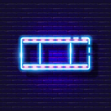 Photographic film neon icon. Photo and video concept. Vector illustration of a sign for design, website, decoration, online storeのイラスト素材
