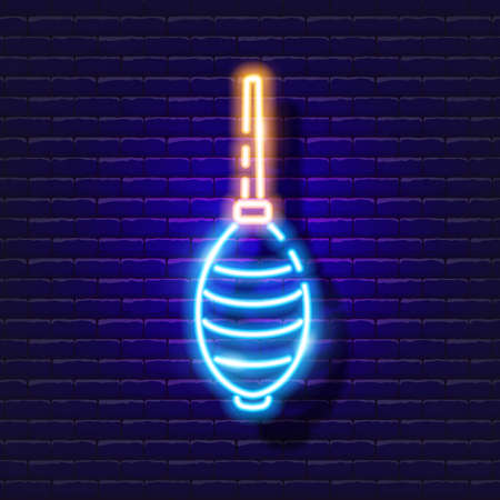 Matrix cleaning pear neon icon. Optics cleaning. Photo and video concept. Vector illustration for design, website, decoration, online storeのイラスト素材