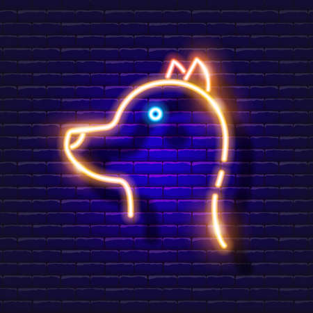 Dog neon icon. Vector illustration for design, website, pet shop, veterinary clinic. Veterinary medicine conceptのイラスト素材